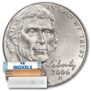 2006-D Jefferson Nickel 40-Coin Roll BU 2006-D Jefferson Nickel 40-Coin Roll BU